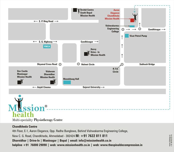 Tentative map for reaching @ Mission  Health  Chandkheda  branch # Grand Inauguration # 9 am to 1 pm