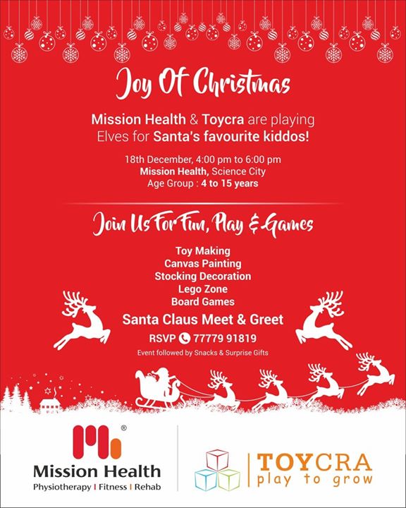 Kidos @ Mission Health, Get ready for Christmas celebrations...You are always Special for us...Toycra team & Santa is coming specially to take you on a fun ride...
#MissionHealth #PaediatricAbilityClinic
#MovenentIsLife